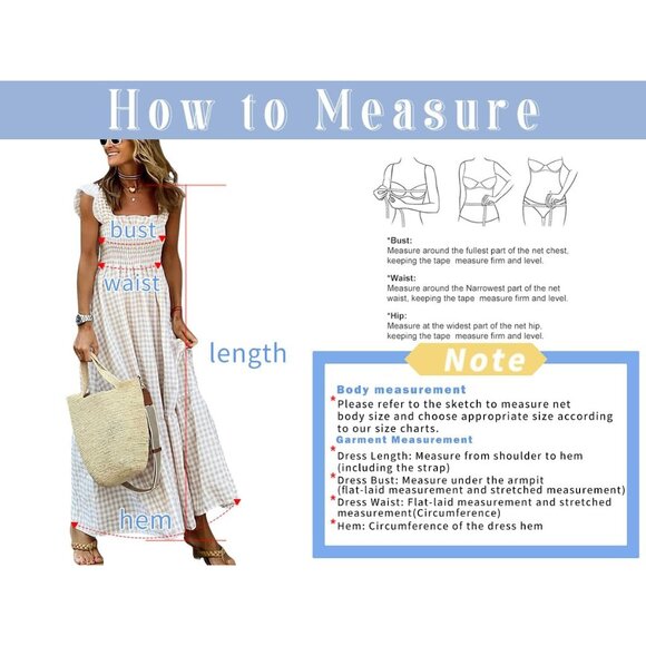 Flattering Women's Cotton Plaid Smocked Dress - Spaghetti Strap Flounce Style - Picture 6 of 6